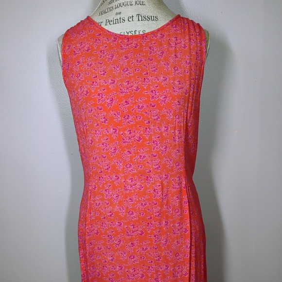 Vintage April Cornell Floral Maxi Dress Pink Cottage Waist Tie Rayon Folk‎ - Picture 2 of 11